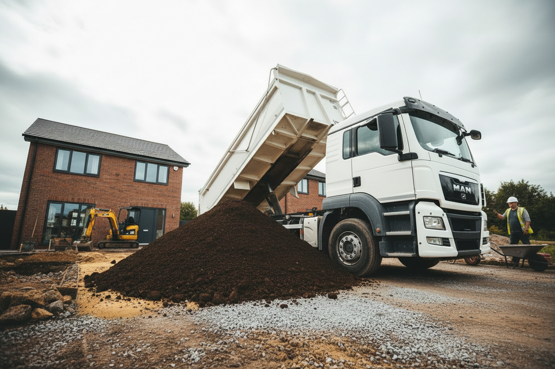 tipper truck loose load of top soil