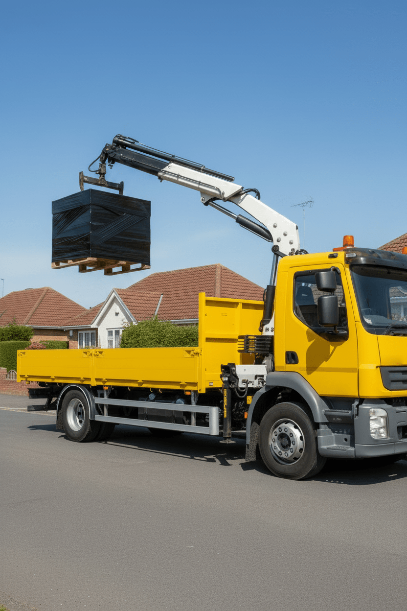 truck_with_hiab_crane_lifting_pallet_of_cheshire_wire_cut_reclaim_bricks