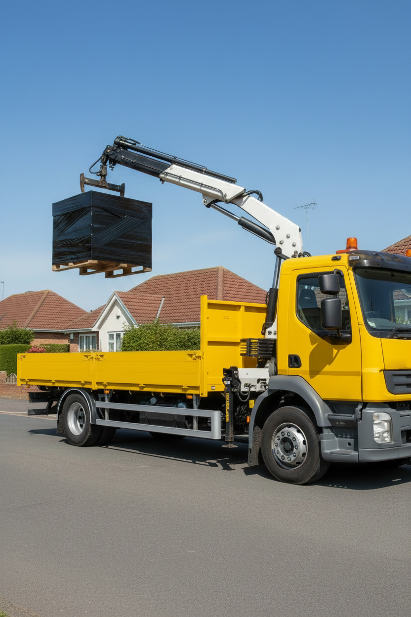 truck_with_hiab_crane_lifting_pallet_of_cheshire_wire_cut_reclaim_bricks